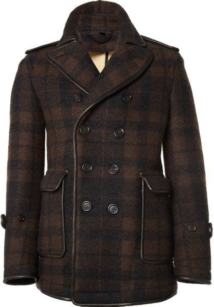 mens burberry prorsum london check coat peacoat|Men's Burberry Overcoats & Peacoats .